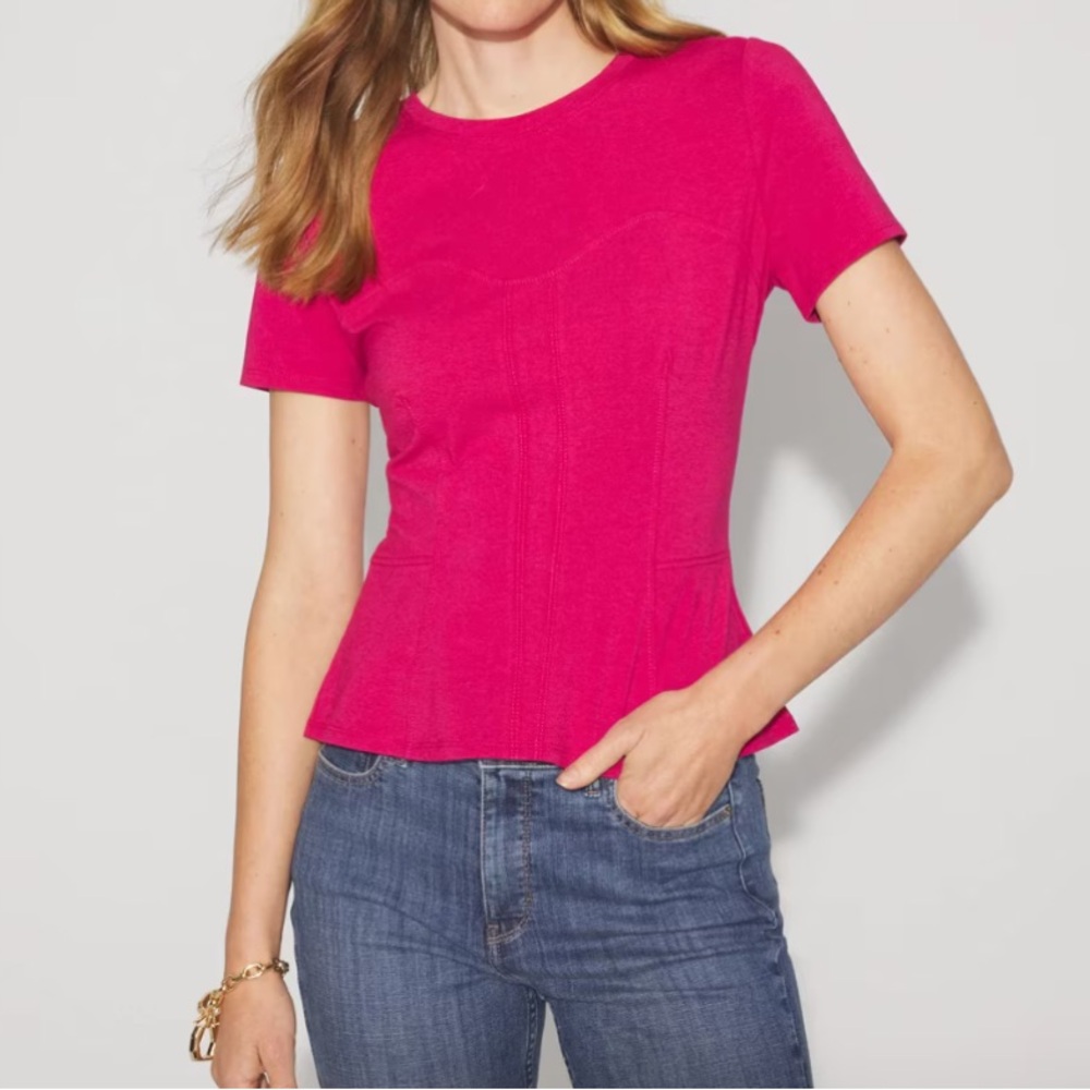 Pink Peony Corset Peplum Tee
